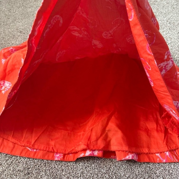 MAEVE Mini Dress Flirty Wrap Sea Shrimp Lobster Orange Dress Anthropologie Sz XS - Picture 6 of 8